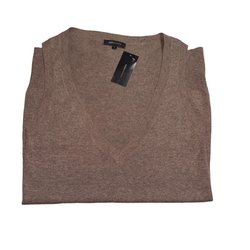 BCBG MAXAZRIA (NWT) Wool Blend, Deep V Neck Sweater Vest, Size Large - Picture 11 of 15